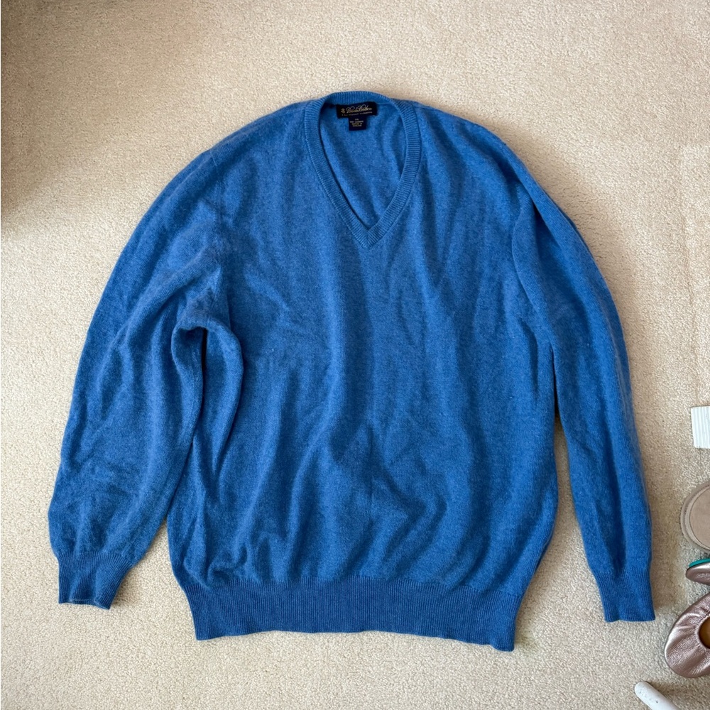 Men's Brooks Brothers XXL Blue V-Neck Sweater